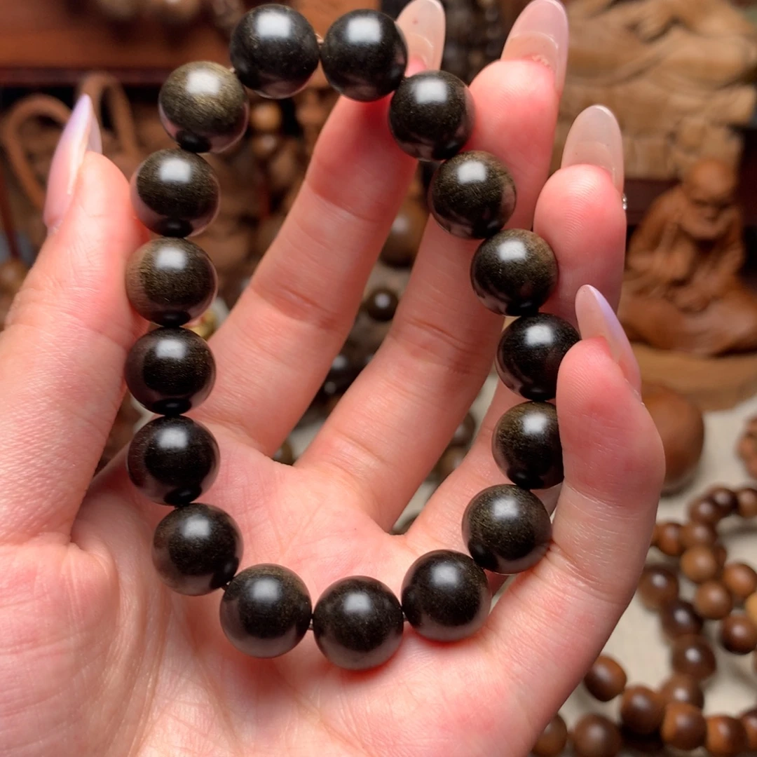 檀香木手串/手链老山檀香1.2阴沉黑肉沉水微瑕