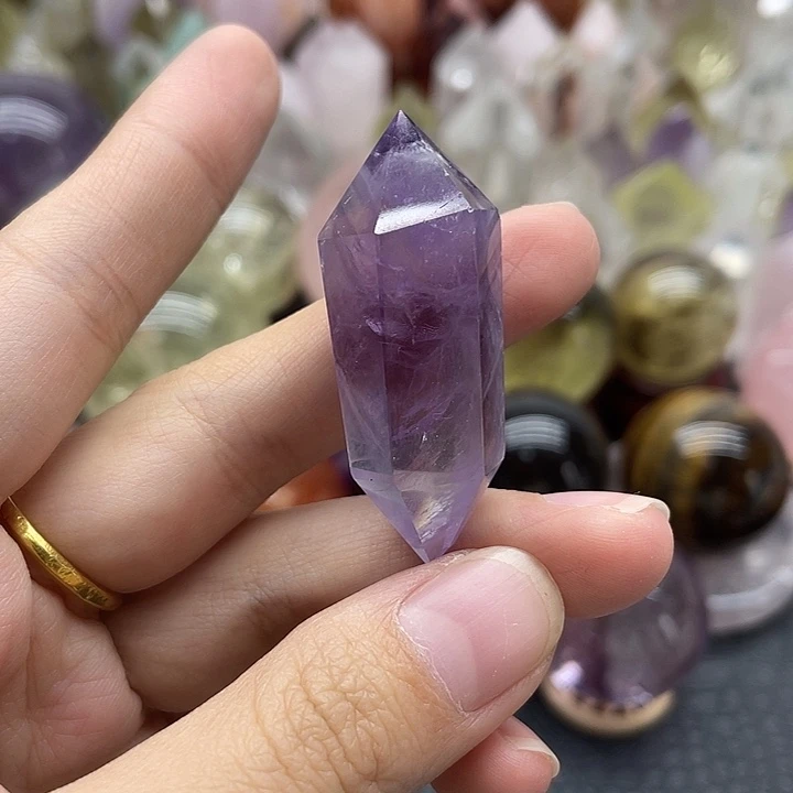珠宝半成品未镶嵌水晶10紫晶双尖