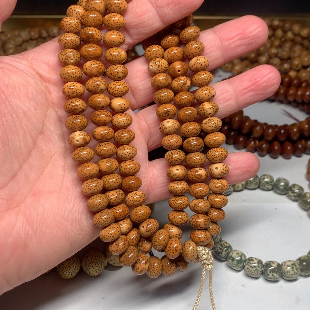 吊坠星月菩提陈化料10✖️7苹果珠脖挂橘红色全品