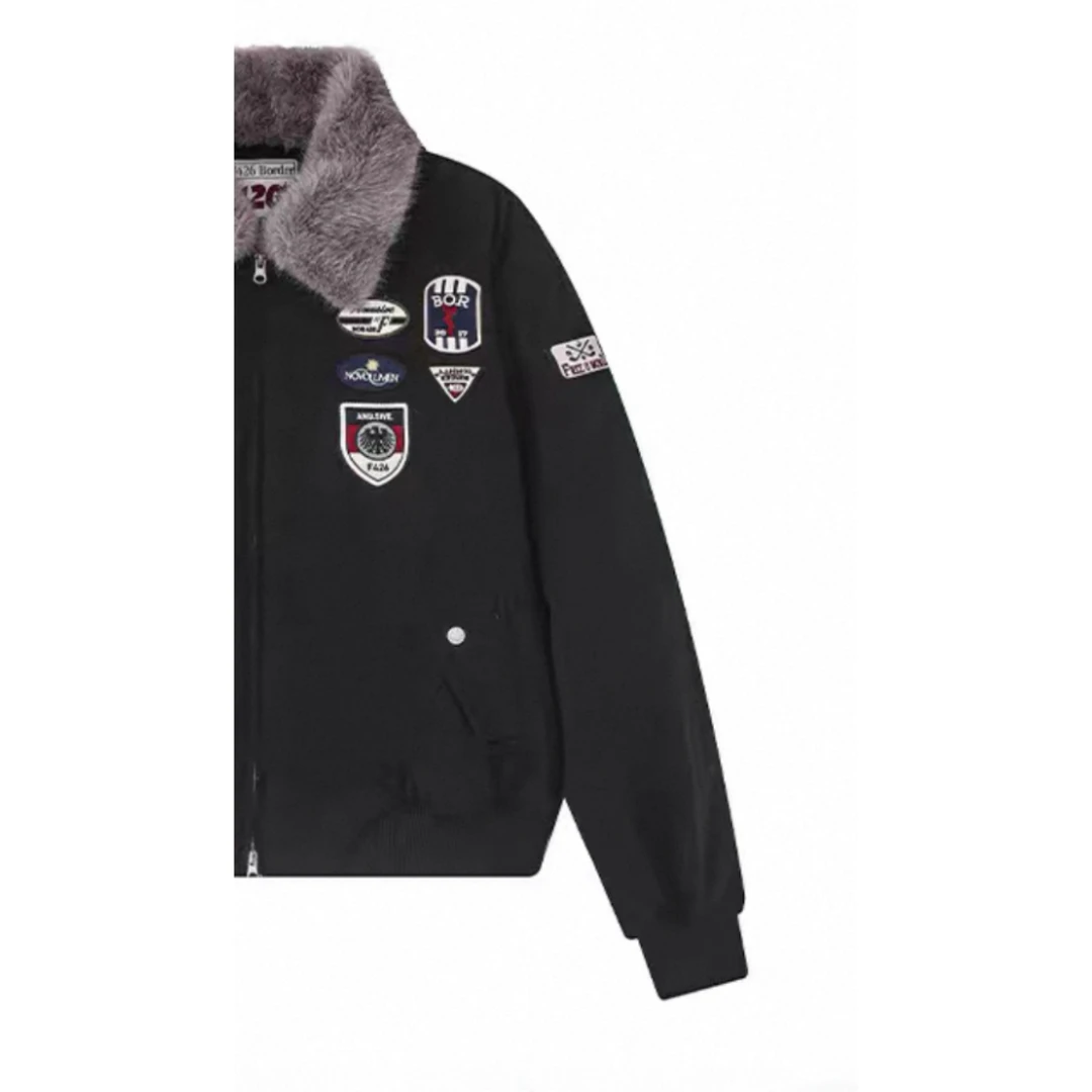 66家刺绣小标毛领百搭棉外套夹克 男女同款