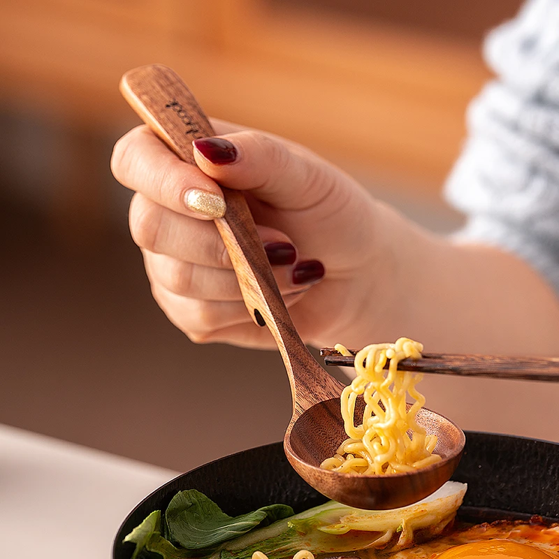 onlycook相思木日式拉面勺家用长柄大号盛汤勺子稀饭盛粥火锅木勺