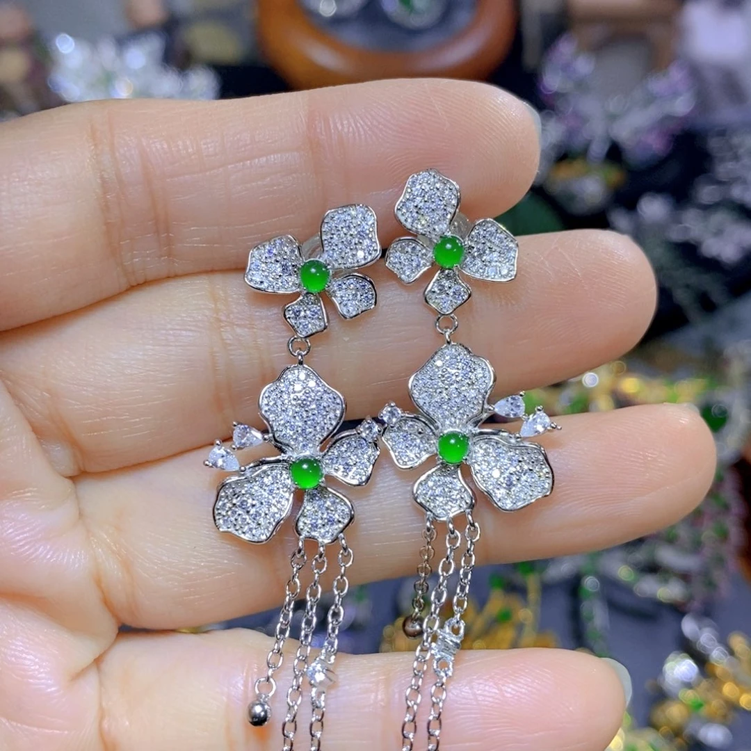 翡翠颈饰银S925镶嵌天然翡翠