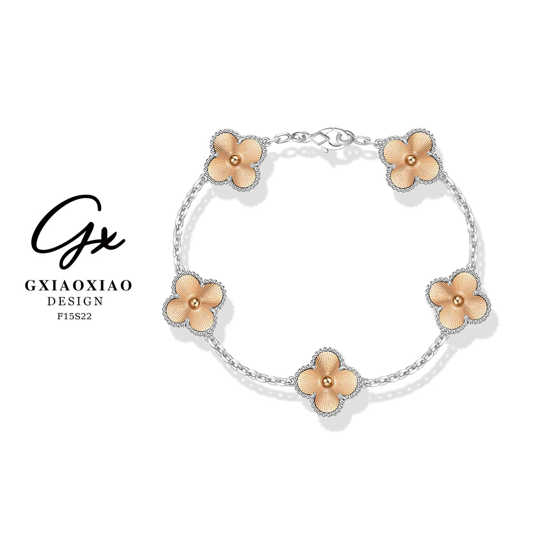 925银手链 GXX 【金丝花瓣】时尚气质轻奢百搭四叶手链 F15S22