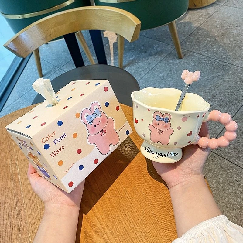 ins风小兔马克杯高颜值杯子陶瓷情侣水杯送女生生日礼物伴手礼yw