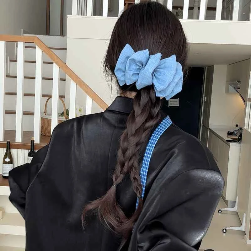 夏日限定~蓝色牛仔泡泡云朵鸭嘴夹超仙发量加大号后脑勺横夹头饰