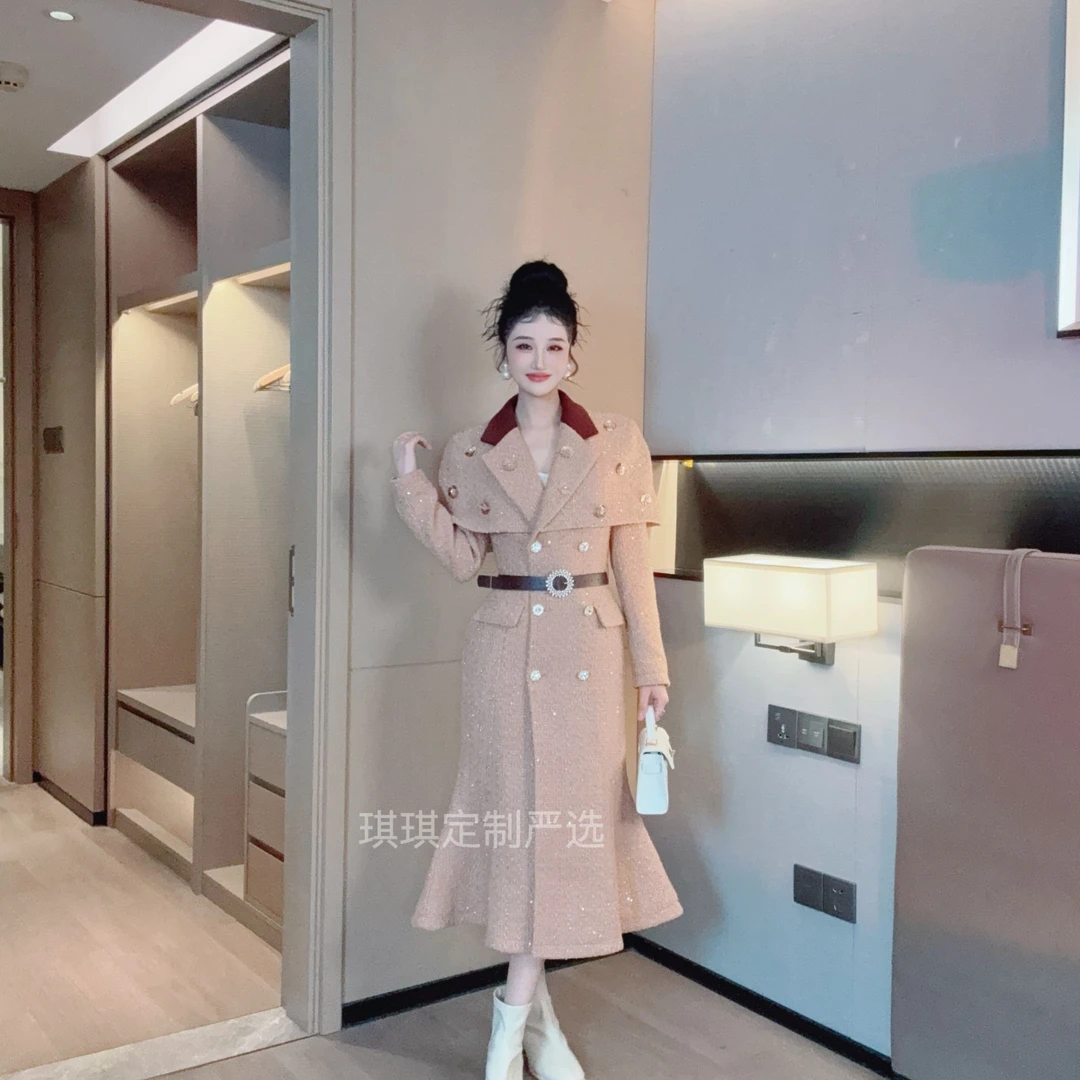 【高高甄选】冬季鱼尾羊毛大衣法式气质显瘦外套QRADDY058