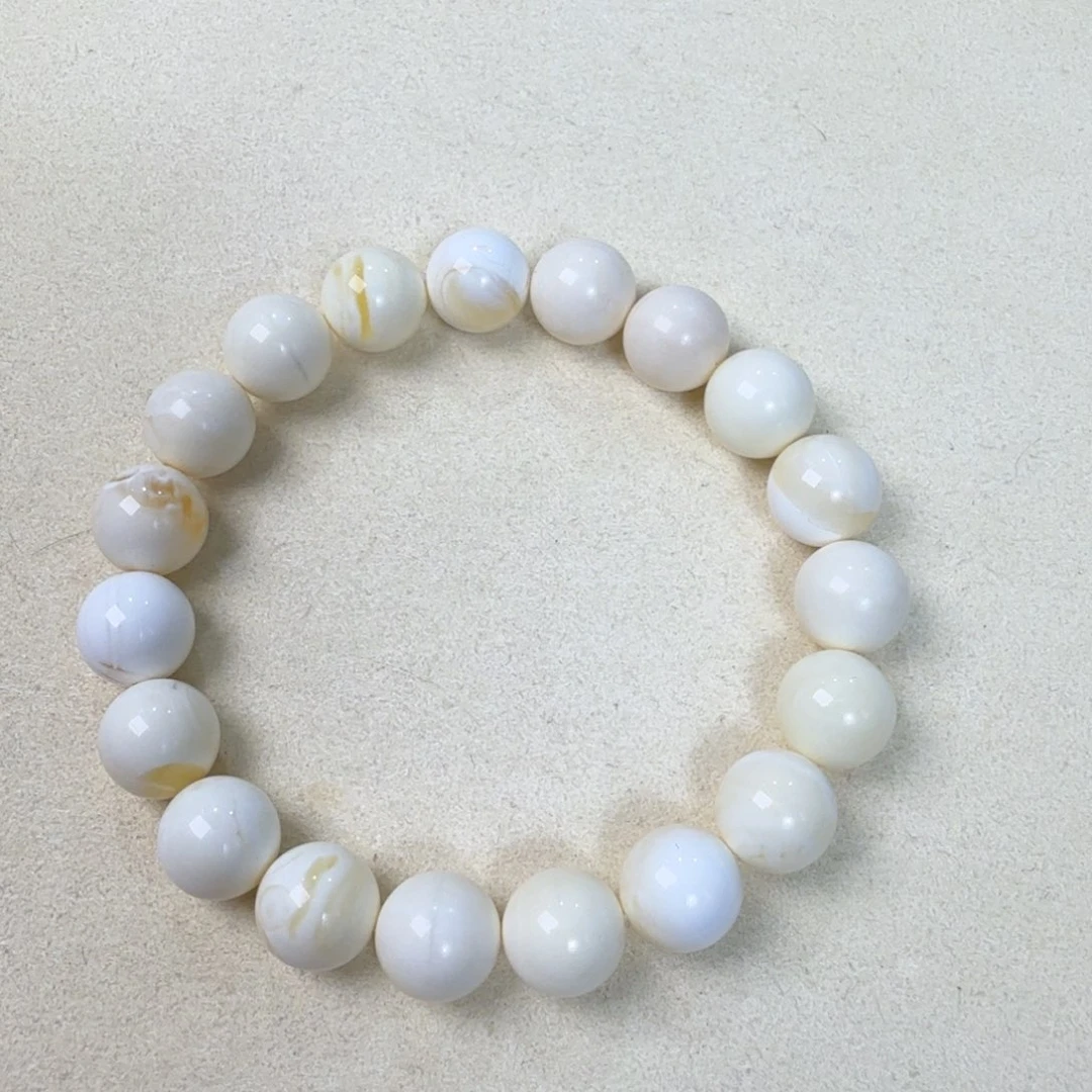 未镶嵌蜜蜡手链10+毕业漆白浓蜡精工圆珠手串