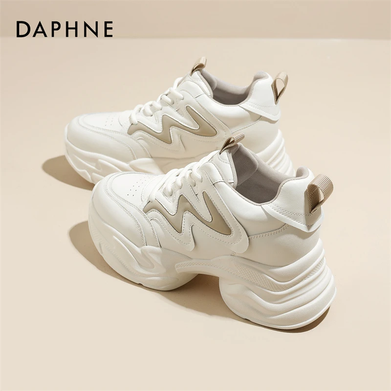 达芙妮白色厚底老爹鞋女款2025新款夏季内增高女鞋爆款运动鞋鞋子