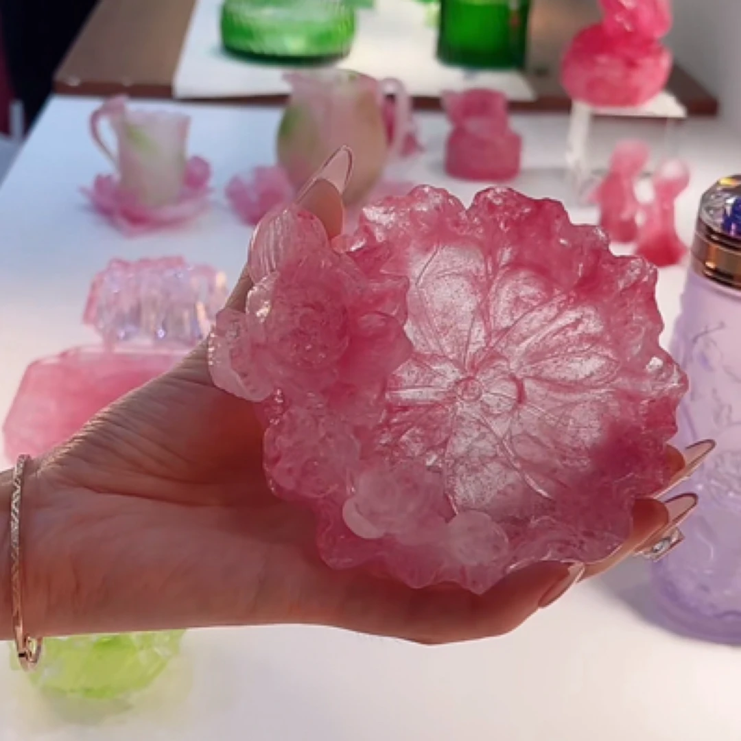 卡普拉 古法琉璃 观荷杯垫【展会专拍】古法琉璃/水晶装饰摆件