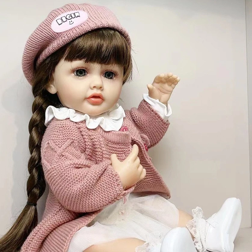 全搪胶重生娃娃玩具仿真婴儿女孩 智能发声 55cm六一节礼物