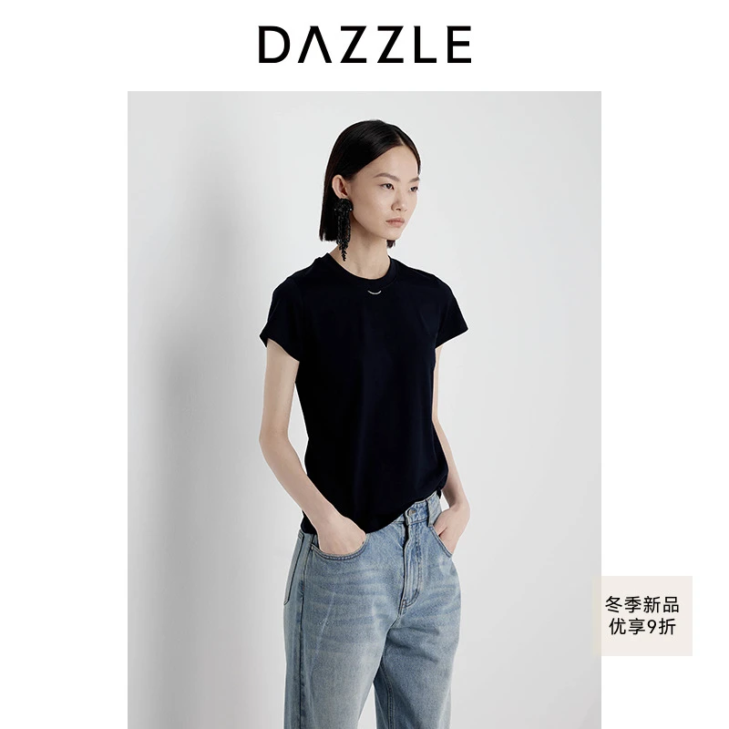 【热销补货】DAZZLE 地素短袖T恤深蓝色地素短袖T恤2J2B332