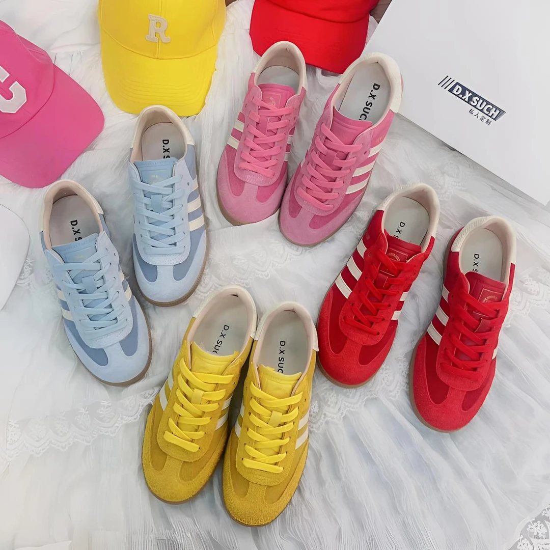 【草莓熊】多巴胺真皮德训鞋女时尚百搭透气拼色城市机能3013