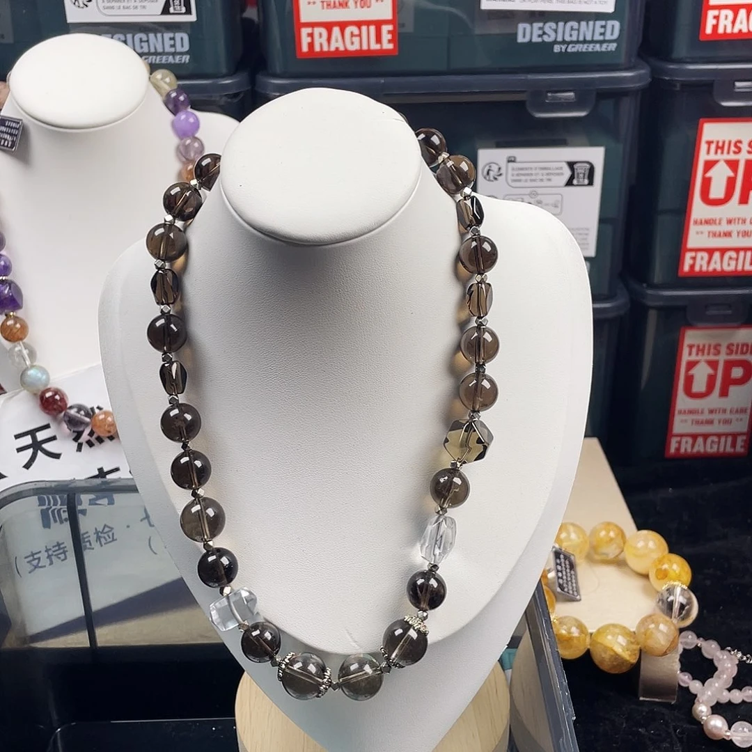 手链银S925镶嵌烟晶