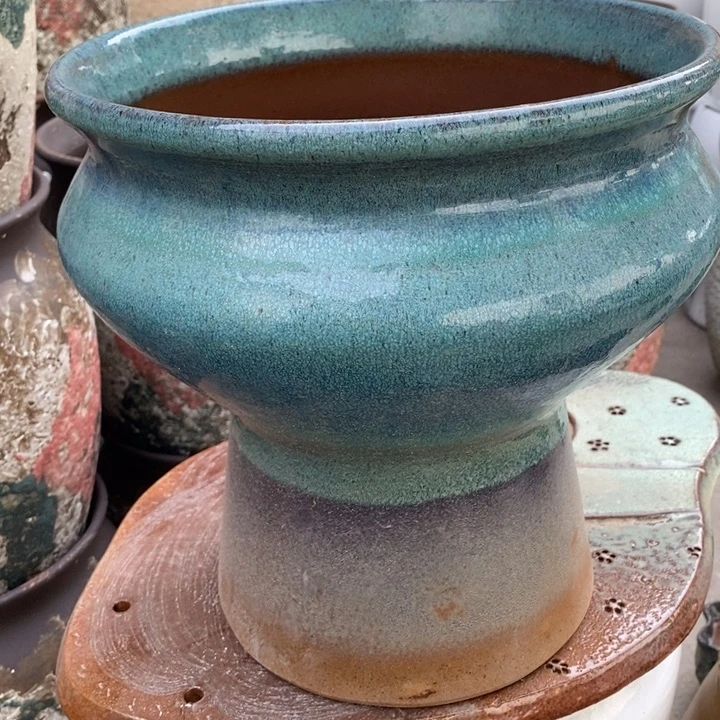 紫砂花盆高约26口约24