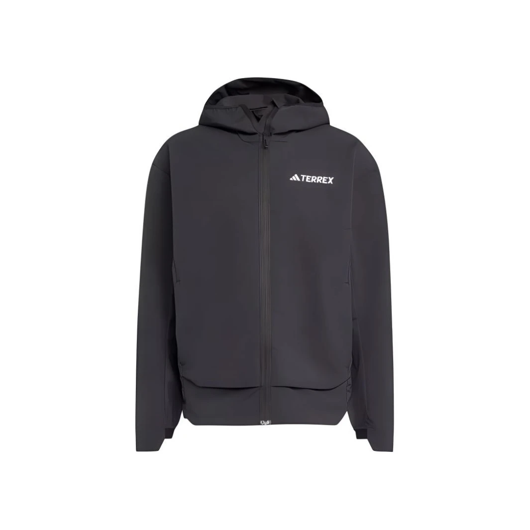 adidas/阿迪达斯男款黑色户外软壳高领夹克外套IX1490