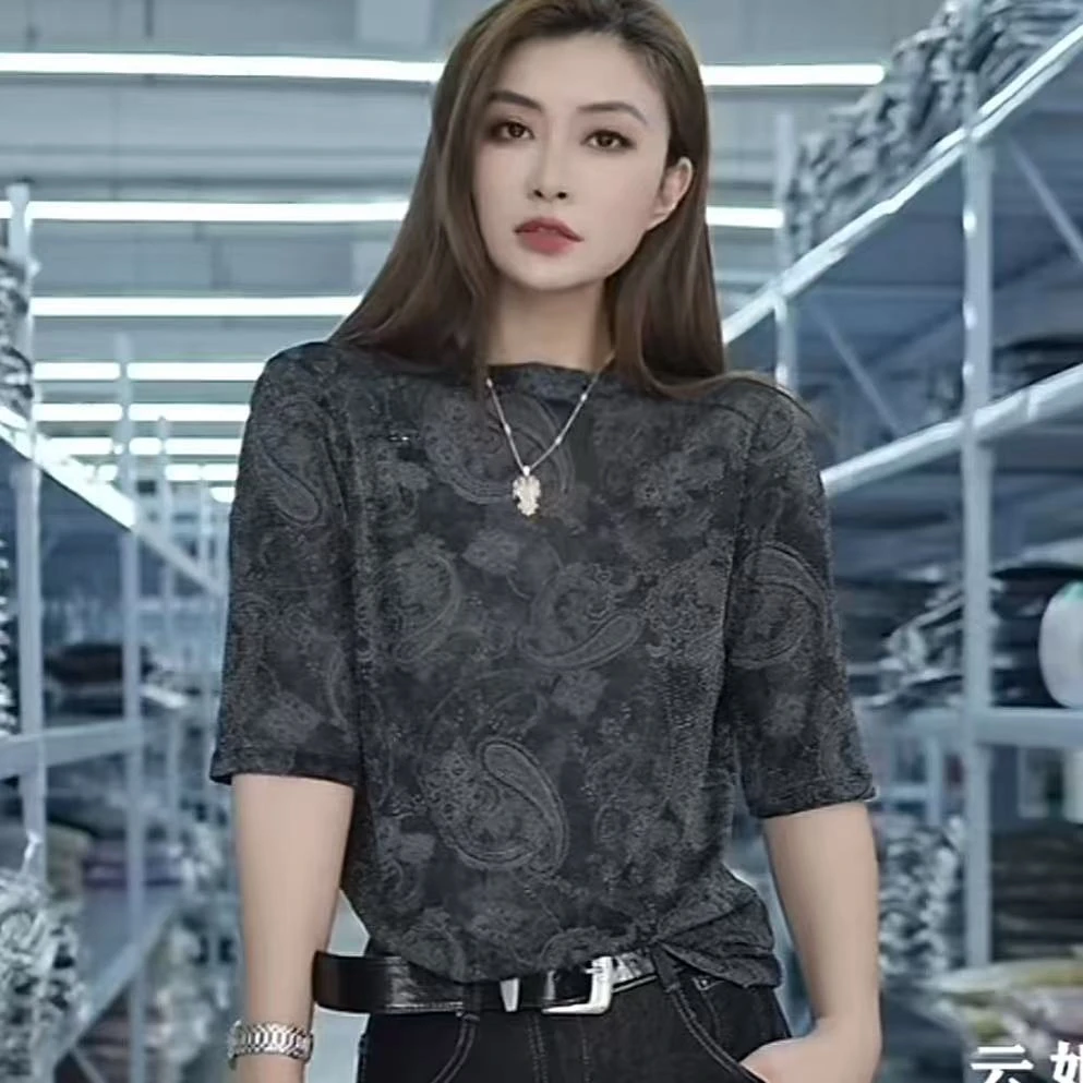 【例畔精选】2025新款圆领设计感高级轻奢印花针织衫A784#