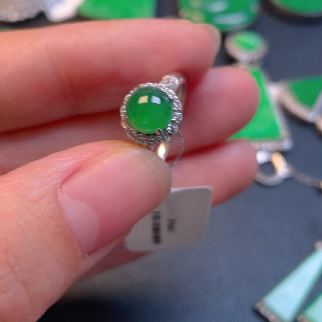 翡翠银S925镶嵌吊坠(不含链)戒指