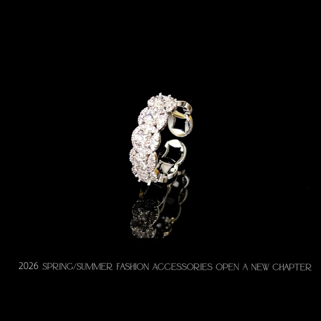 铜合金戒指 镀白金 2026款G2092【圆光簇雪】BOBAOLI 戒指