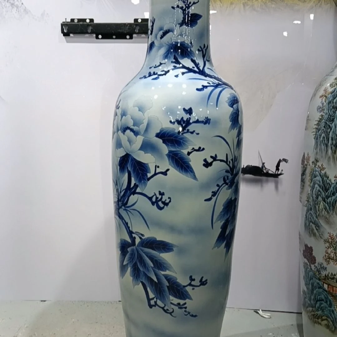 瓶景德镇落地花瓶一米6手绘一对