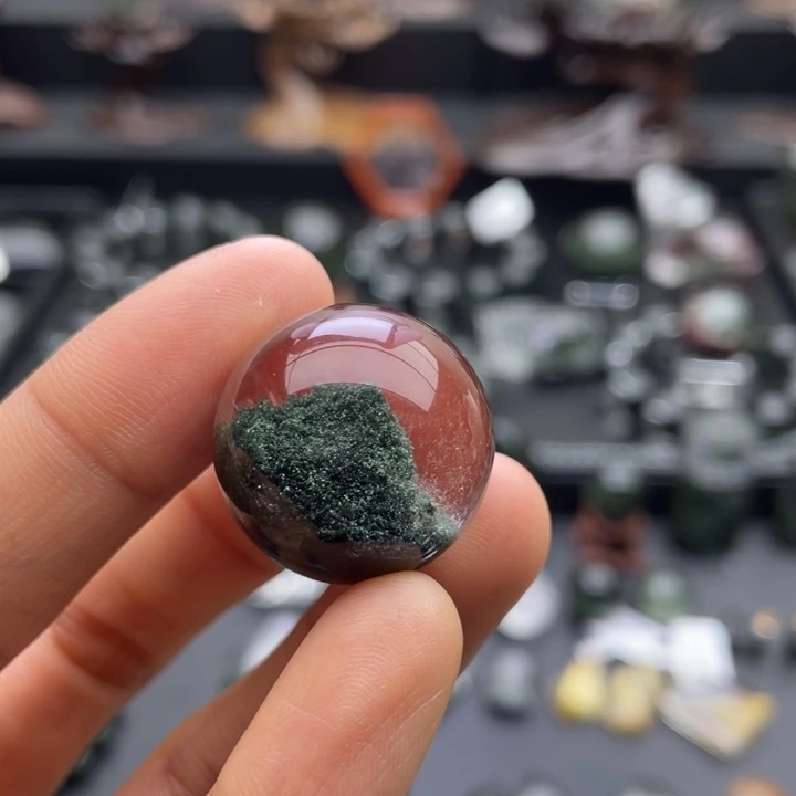 不***语颈饰水晶银S925镶嵌绿幽灵单珠定制
