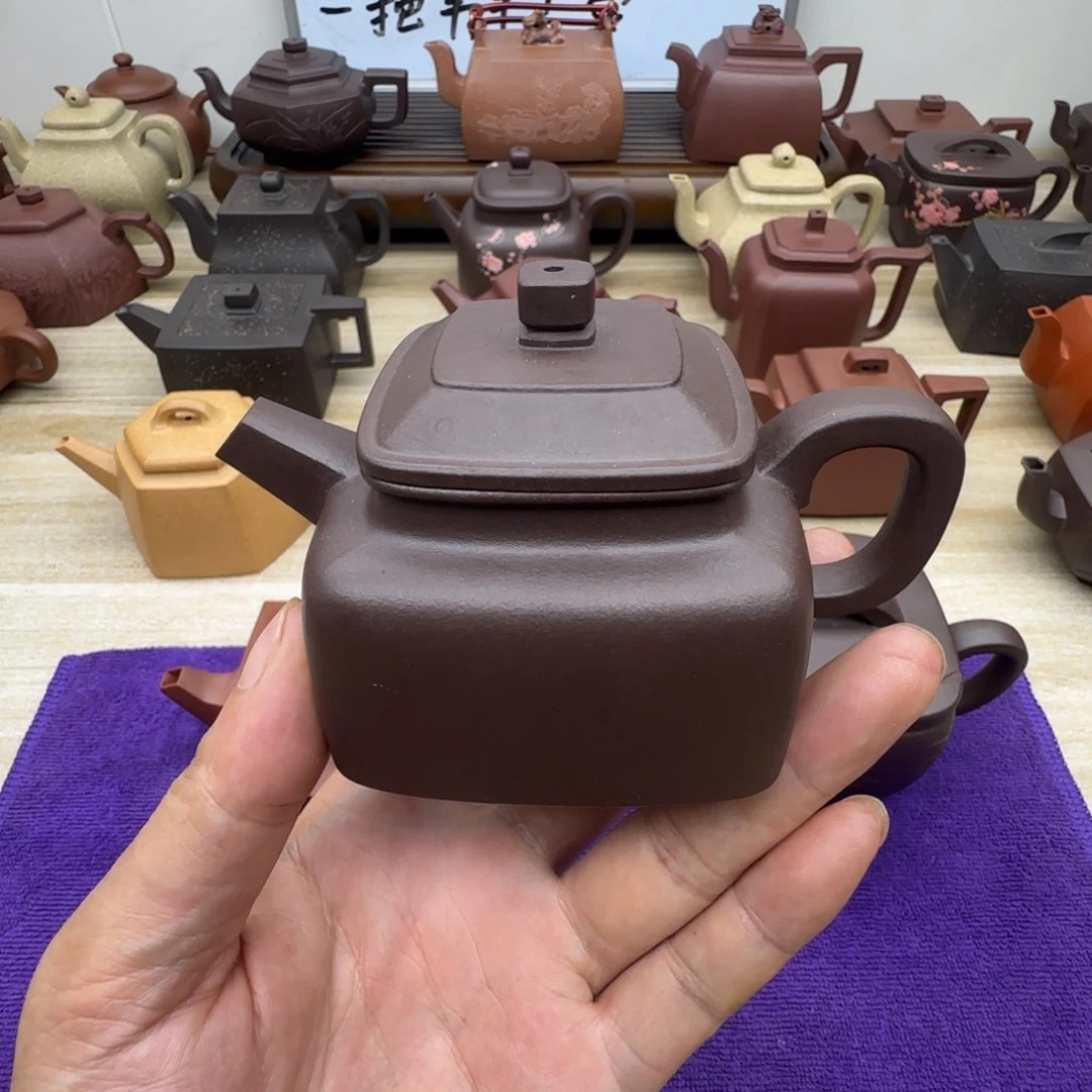 紫泥壶半手工。老紫泥。四方德钟150毫升