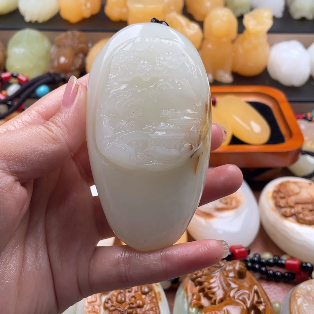 一***川石材天然古青石手把件