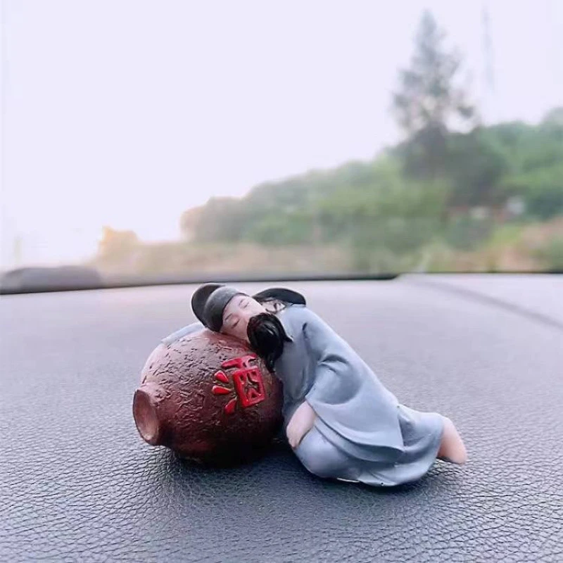 李白醉酒车载摆件诗仙躺赢国风汽车中控台摆件手办车载装饰物件