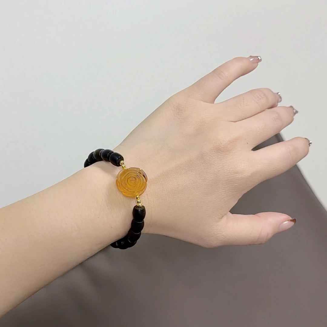 非金属仿水晶手链 鼓珠带黄玫瑰多样性发一