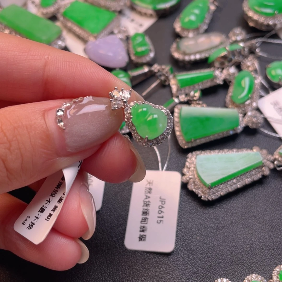 翡翠银S925镶嵌吊坠(不含链)