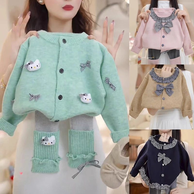 女童开衫卡通毛衣2025新款春秋款针织衫外套洋气甜美风初秋小女孩