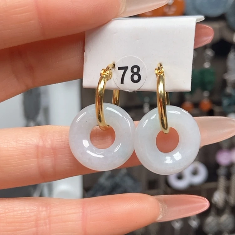 【闪购商品】翡翠耳饰银S925镀金镶嵌