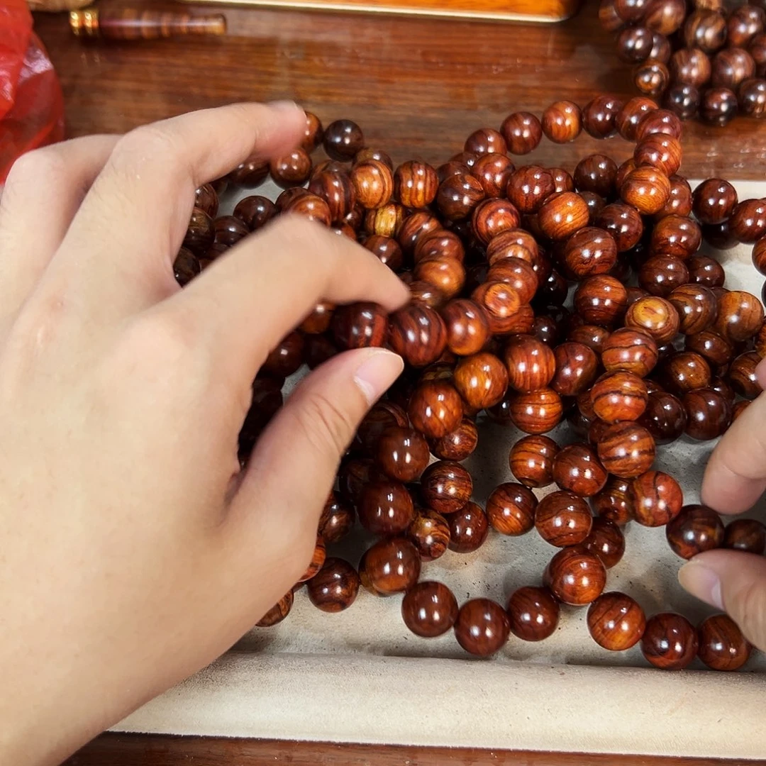 黄花梨/降香黄檀手串/手链15mm圆珠红油梨