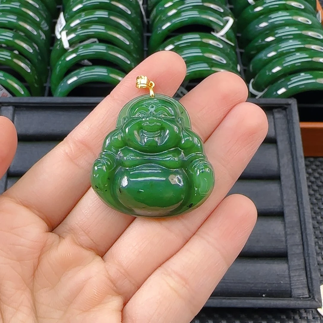 颈饰银S925镶嵌和田玉手镯佛公卡35