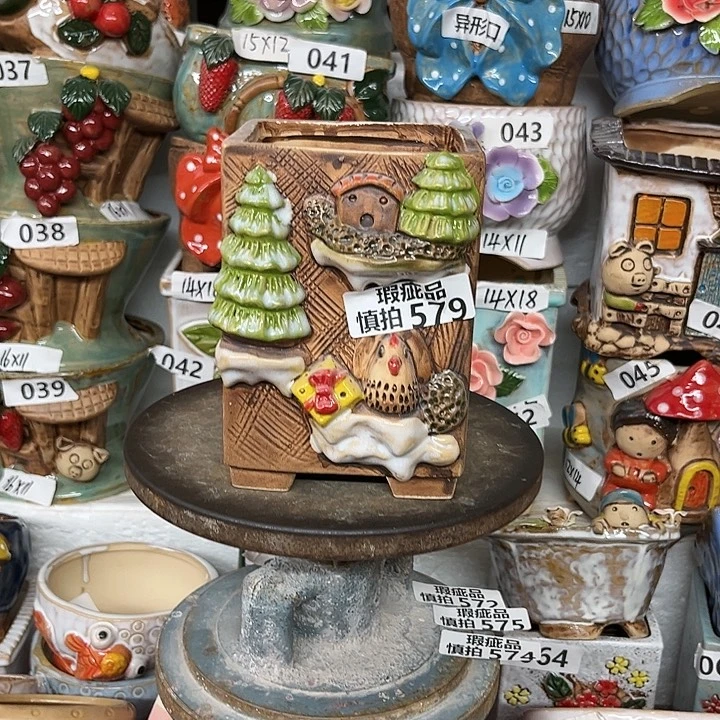 紫砂花盆粗陶材质多肉花盆579