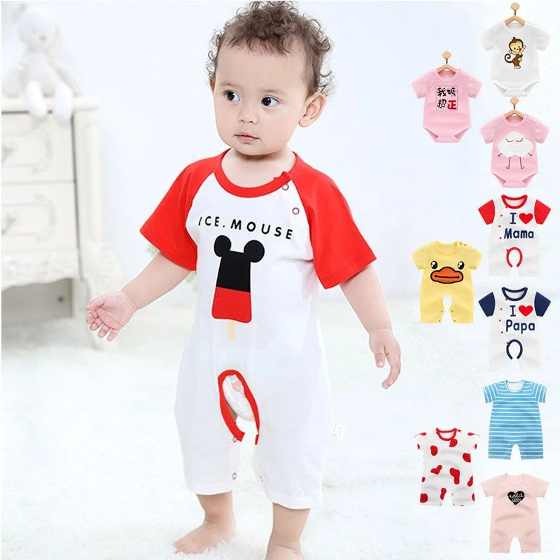 1804夏季婴儿连体衣开档婴童薄款哈衣男女宝宝爬服纯棉婴儿睡衣