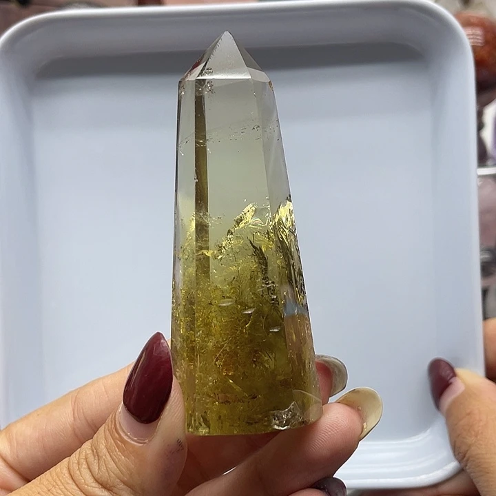 未镶嵌珠宝半成品水晶58黄水晶柱高7.8宽2.9
