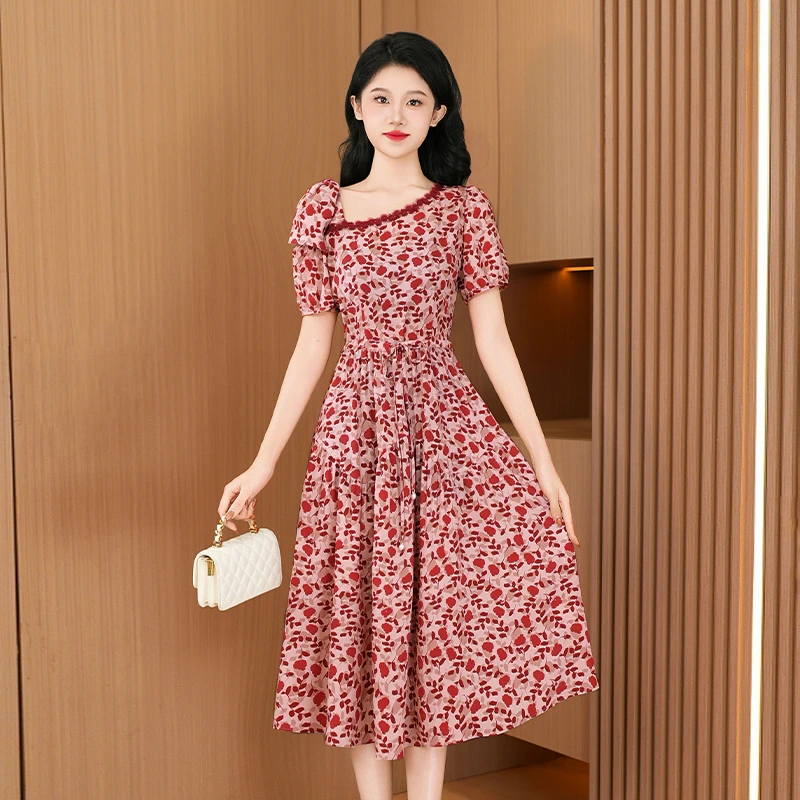 【现货】优雅新款气质时尚大气减龄休闲收腰显瘦连衣裙-26317