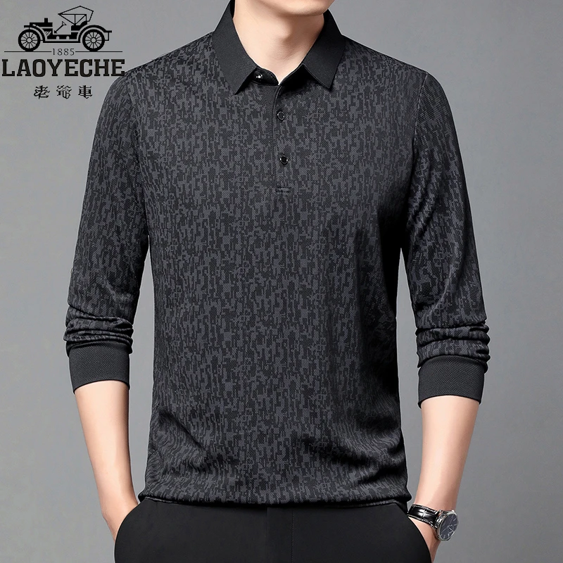 老爷车秋季新款男士长袖POLO衫T恤时尚休闲商务中青年T恤上衣2436
