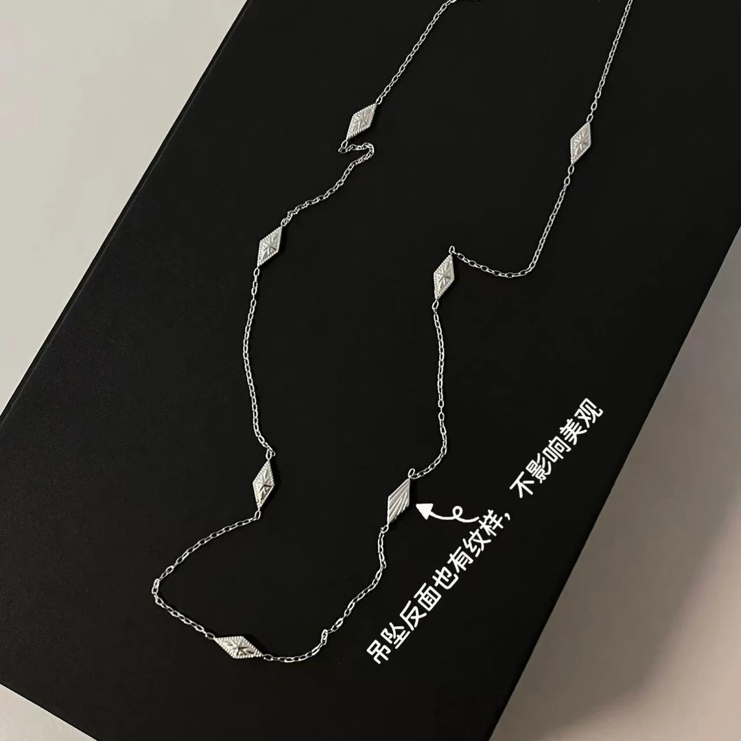 钛钢项链 可碰水！日常小众 法式度假菱形花纹 锁骨链项链