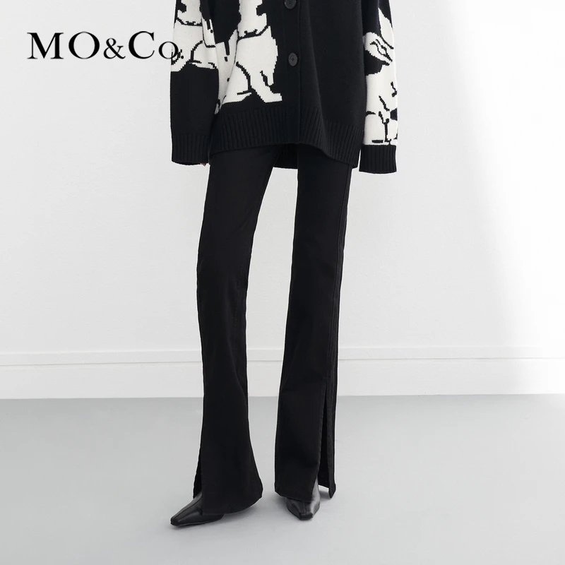 【土耳其牛仔】MOCO春季黑色开叉微喇裤牛仔裤MBC1JEN003