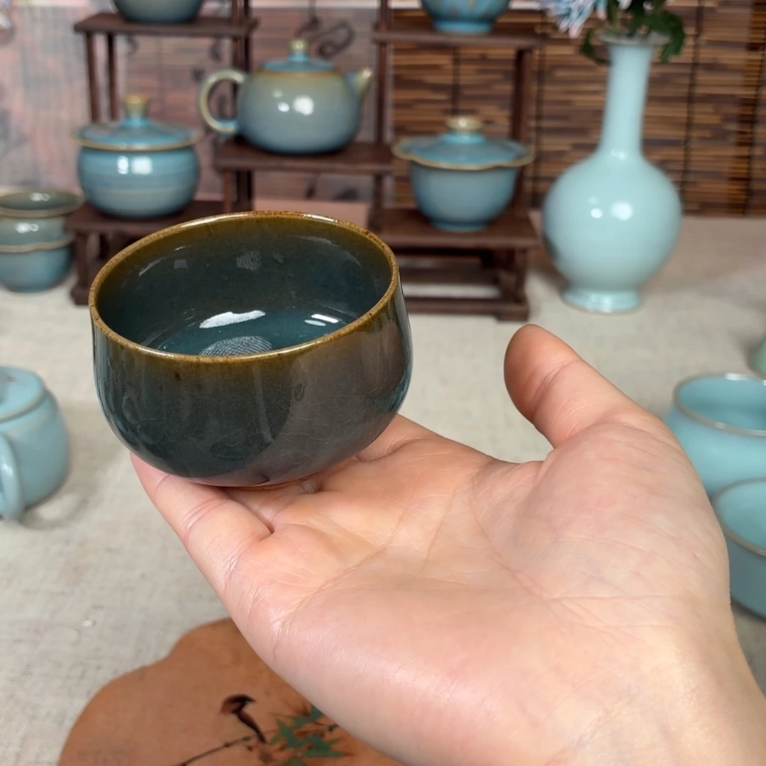 陶摆件黛蓝主人杯