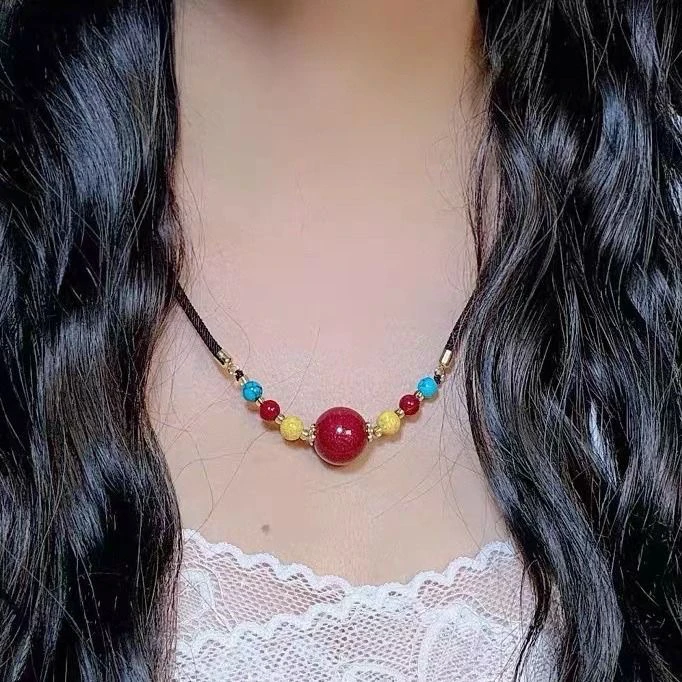 含辰砂工艺品爆款转运珠项链吊坠气质项链锁骨链