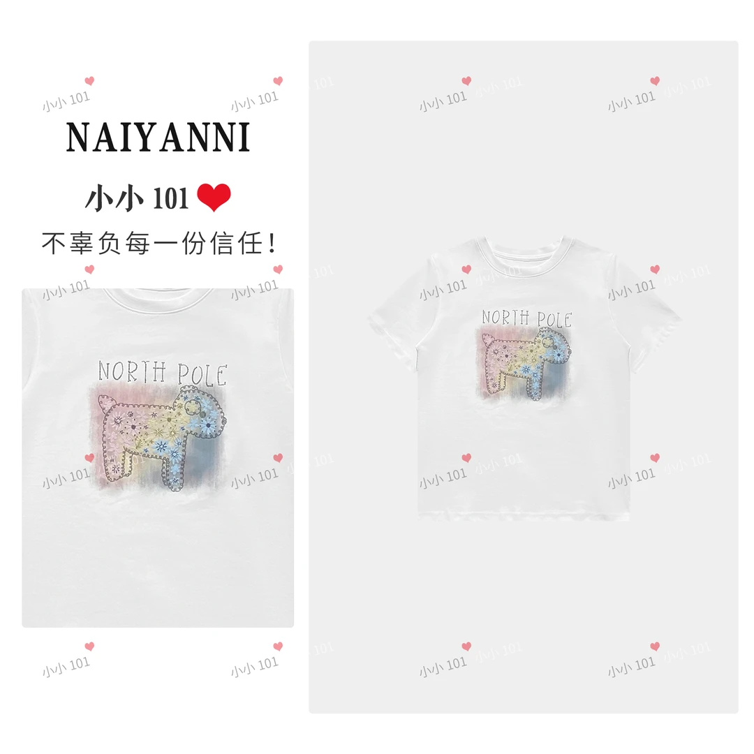 【棉花糖】刺绣短袖T恤女2025夏季时尚上衣GPHH033