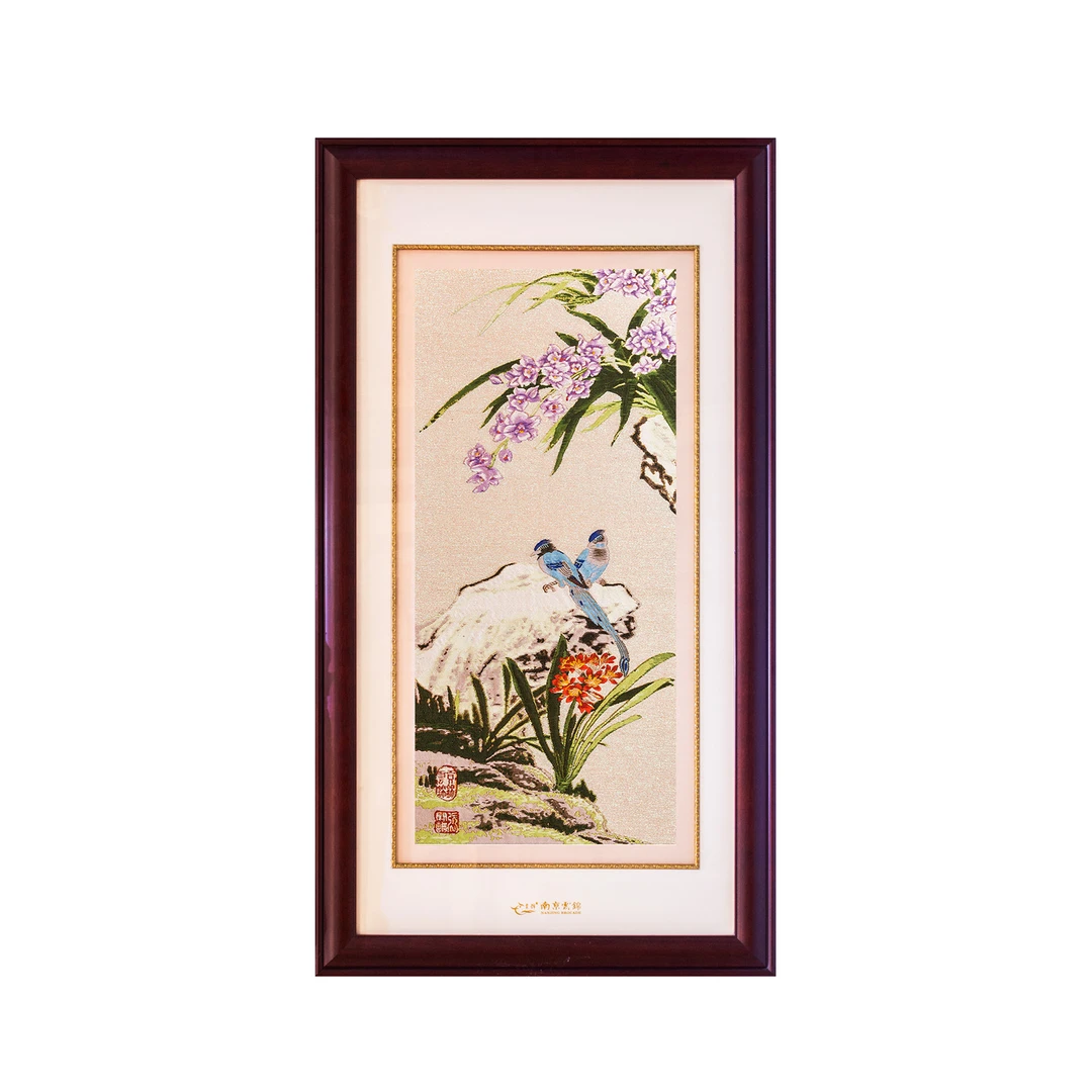 012158 框画二则四屏兰 金