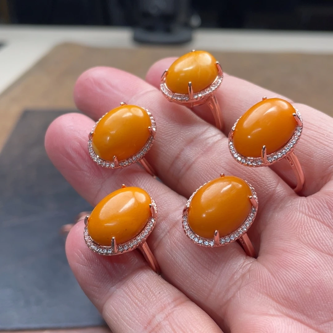 琥珀戒指合金多样性发货拍一发一