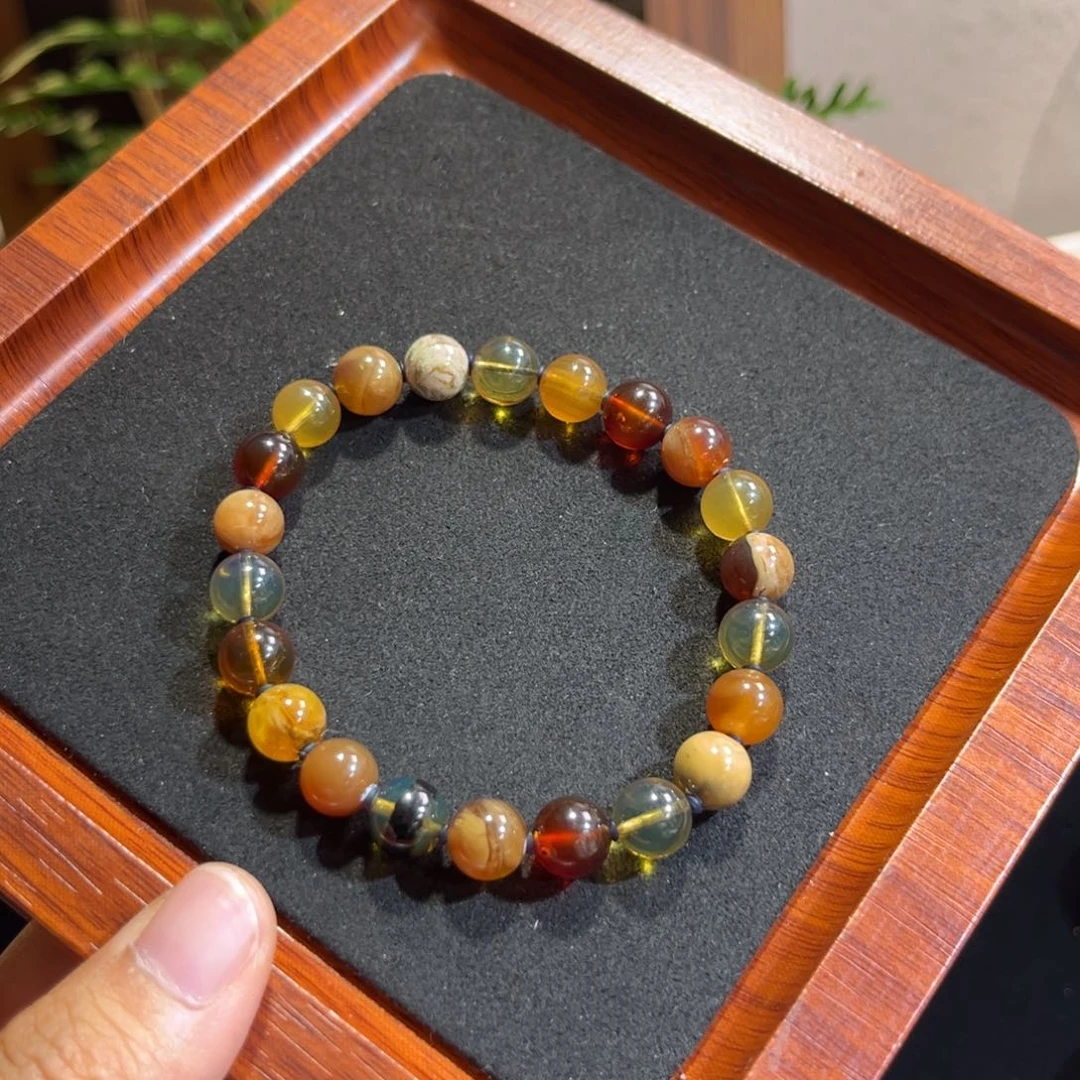 红***火未镶嵌琥珀手链缅甸琥珀多宝手串8-9mm