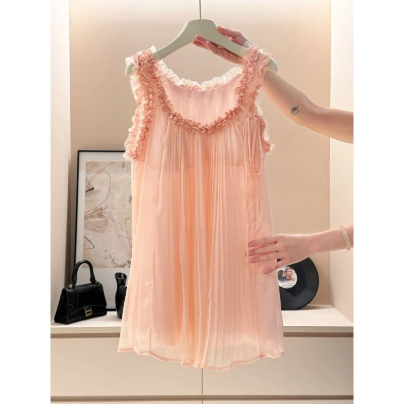 甜美法式花边少女吊带睡衣女纯欲性感家居服可外穿SY241862