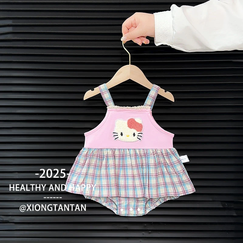 女宝宝夏季包屁衣婴儿衣服小月龄吊带连体衣满月百天哈衣爬服夏季