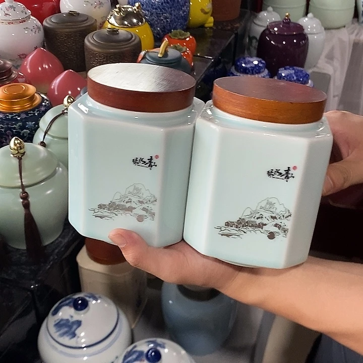 罐陶瓷茶叶罐密封罐家用摆件