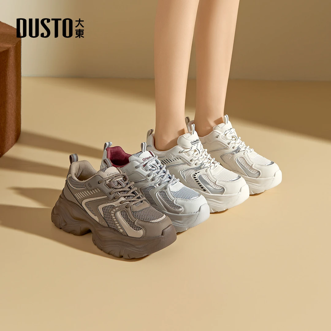 大东网面老爹鞋女款2025秋季透气运动休闲鞋潮流拼接百搭女鞋1378